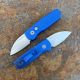 Pro-Tech Runt 5 Textured Blue Aluminum Stonewashed Wharncliffe MagnaCut Blade Folding Knife