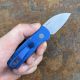 Pro-Tech Runt 5 Textured Blue Aluminum Stonewashed Wharncliffe MagnaCut Blade Folding Knife