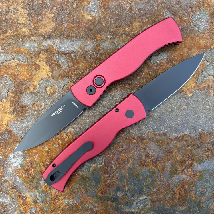 Pro-Tech TR-2 Auto Red Aluminum Black DLC Magnacut Blade Folding Knife
