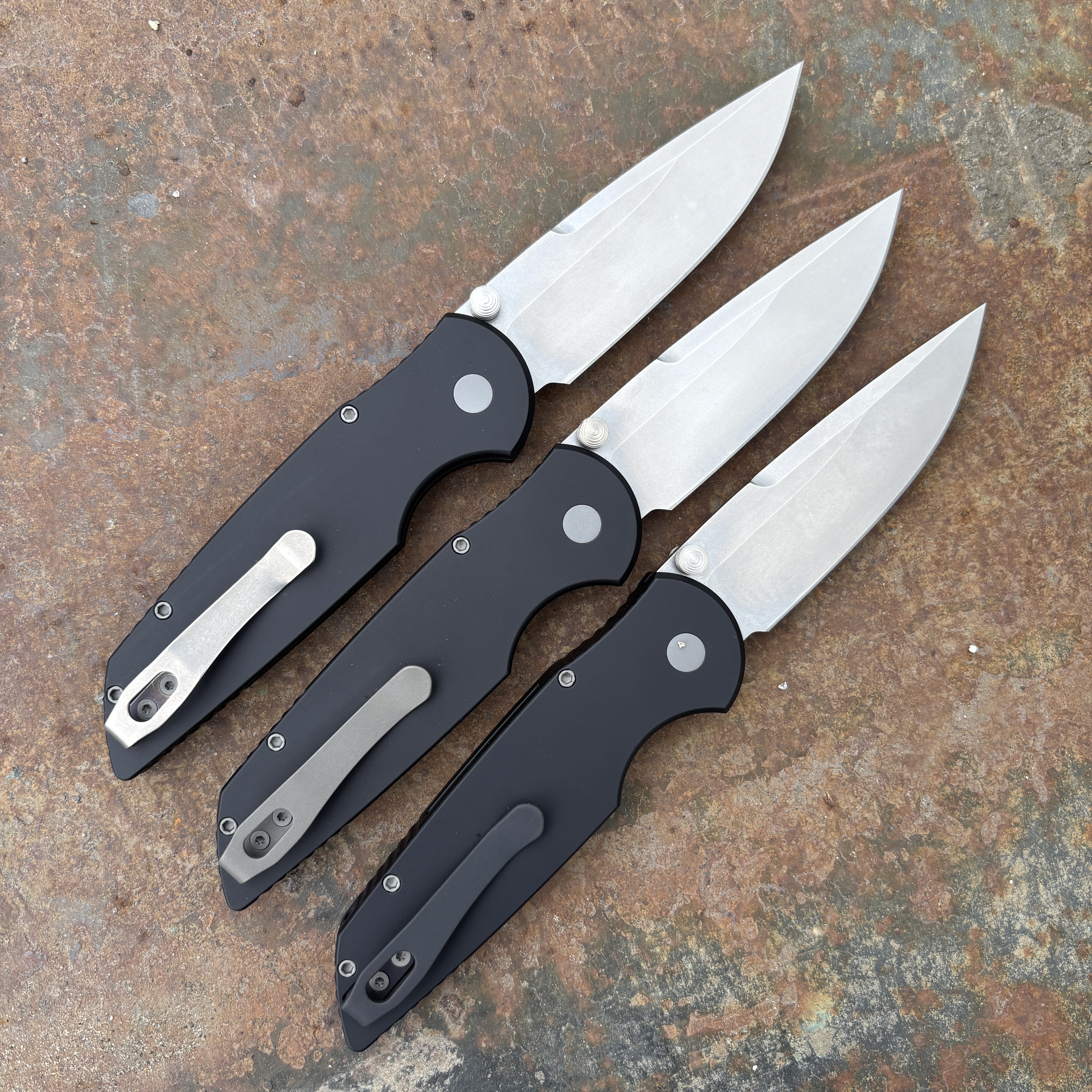 Pro-Tech TR-3 Integrity Black Aluminum Stonewashed S35V Blade