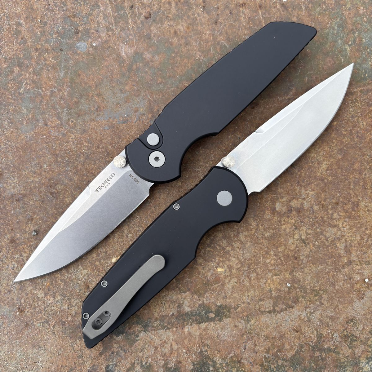 Pro-Tech TR-3 Integrity Black Aluminum Stonewashed S35V Blade