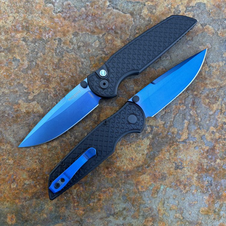 Pro-Tech TR-3 Integrity Relic Black Aluminum Sapphire Blue S35VN Blade Folding Knife