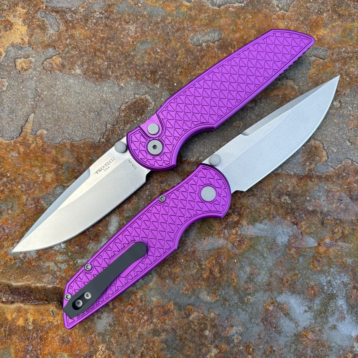 Pro-Tech TR-3 Integrity Relic Purple Aluminum Stonewash S35VN