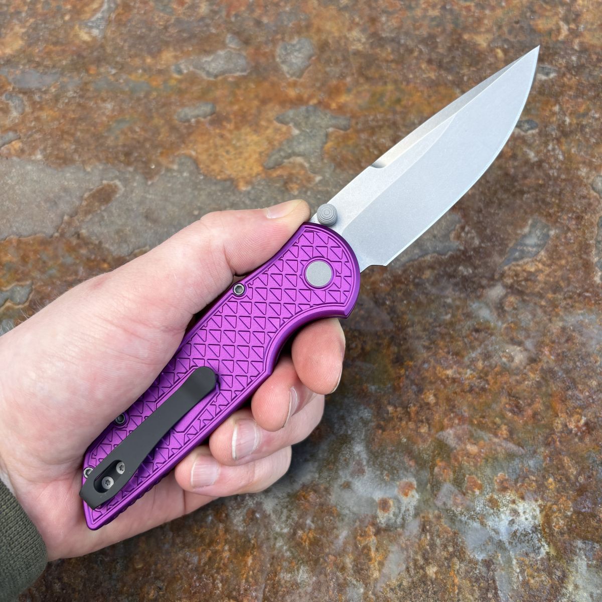Pro-Tech TR-3 Integrity Relic Purple Aluminum Stonewash S35VN