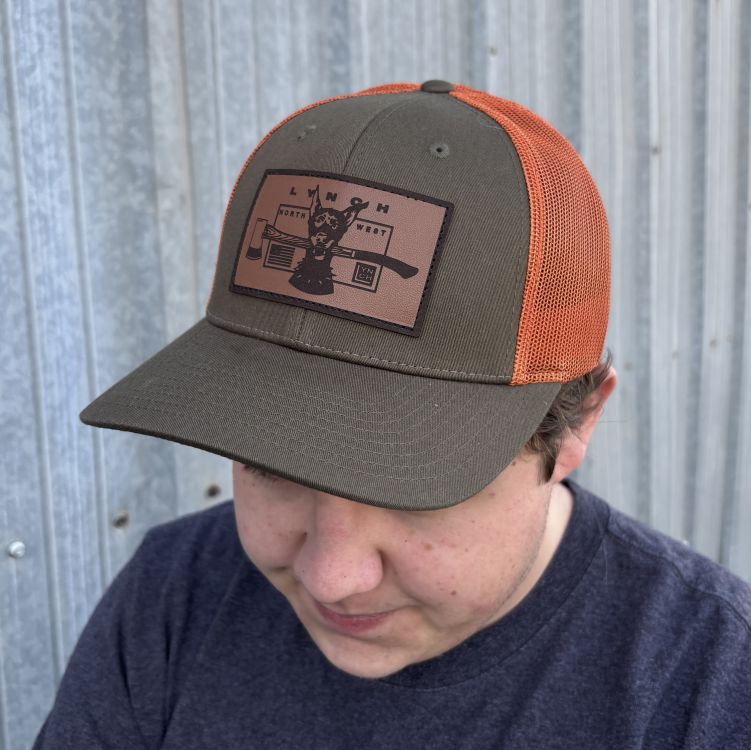 Richardson Dark Loden/Jaffa Orange Low Pro Snapback Trucker Hat (115) - Leather Dog Patch