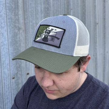 Richardson Heather Grey/Birch/Army Low Pro Snapback Trucker Hat (115) - Camo Dog Patch