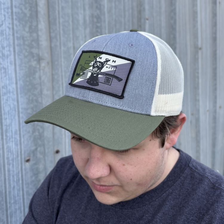 Richardson Heather Grey/Birch/Army Low Pro Snapback Trucker Hat (115) - Camo Dog Patch