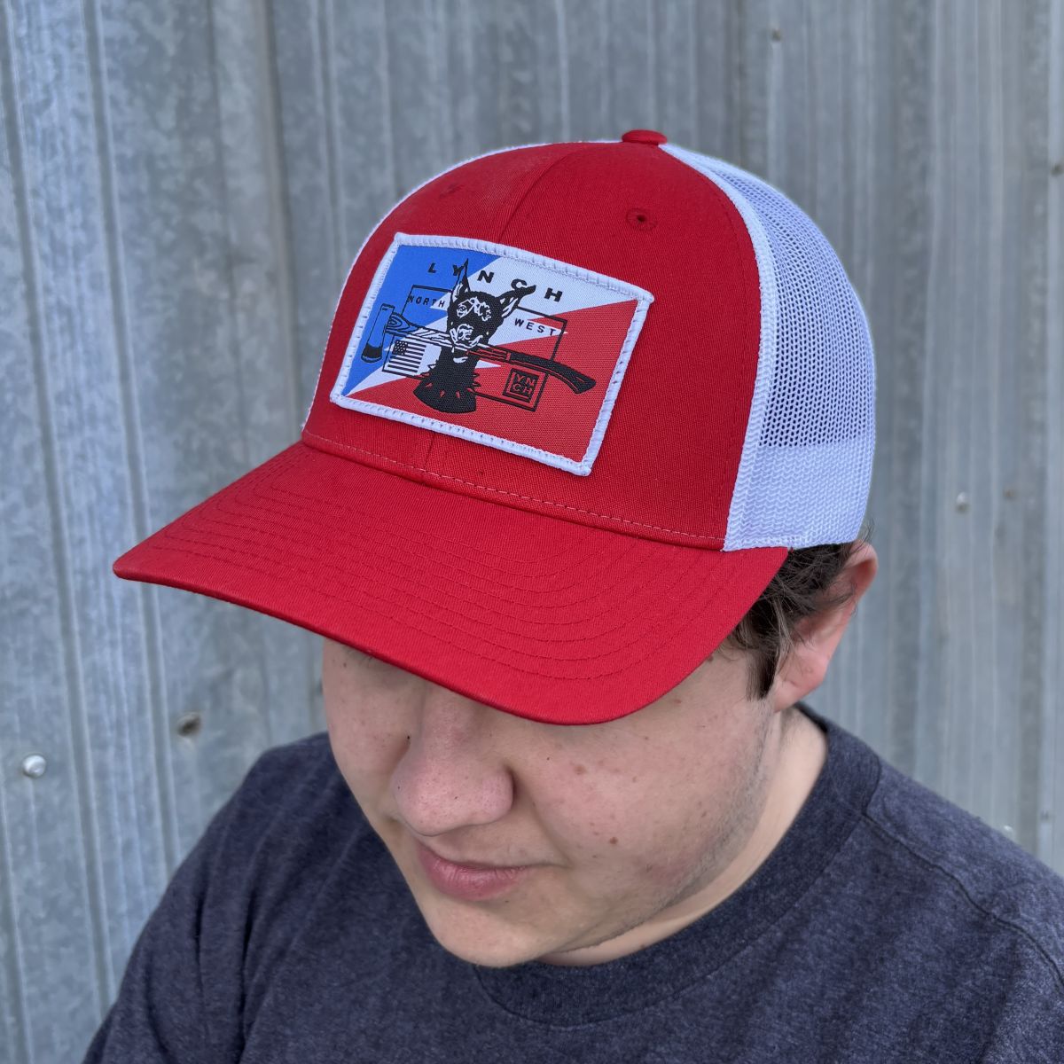 Richardson Red/White Low Pro Snapback Trucker Cap (115) Bolt Dog