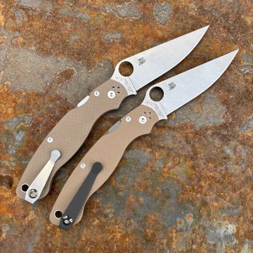 Spyderco Military 2 Sprint Run Brown G10 Scales Satin CPM 15V Blade Folding Knife