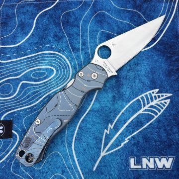 Spyderco Paramilitary 2(PM2) Sky Blue Metallic Tri-Topo Plain Titanium Scales Satin S45V MOD Knife