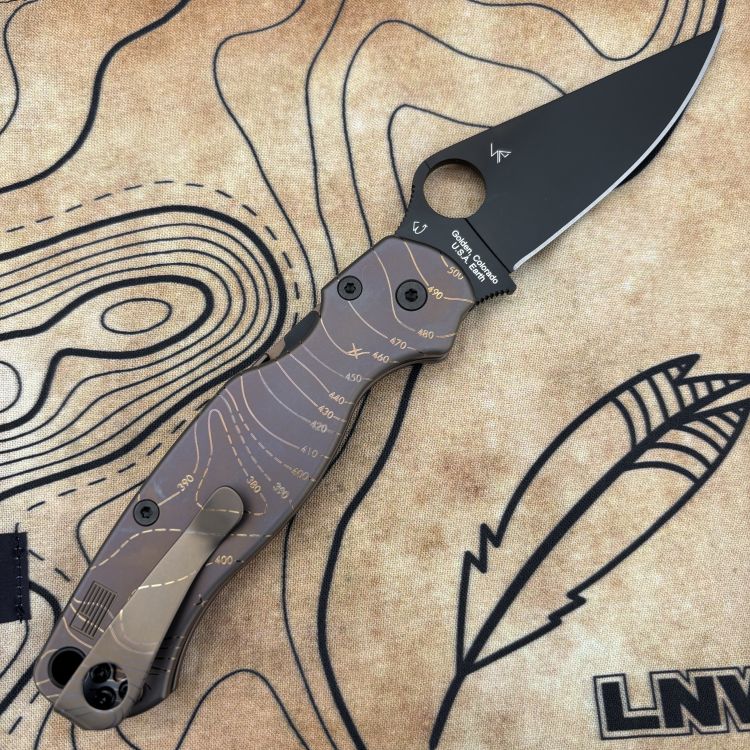 Spyderco Paramilitary 2(PM2) Rust Bronze Tri-Topo Plain Titanium Scales Black S45V MOD Knife