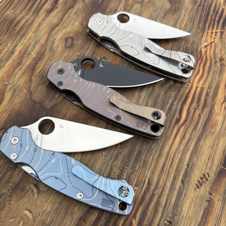 Spyderco PM2 Plain Laser Topo Titanium Scale Kit