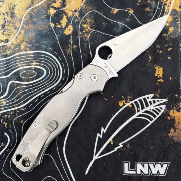 Spyderco Paramilitary 2(PM2) Stonewashed Plain Titanium Scales Satin S45V MOD Knife