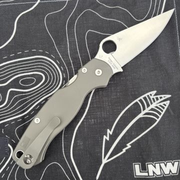 Spyderco Paramilitary 2(PM2) Sandwashed Plain Titanium Scales Satin S45V MOD Knife