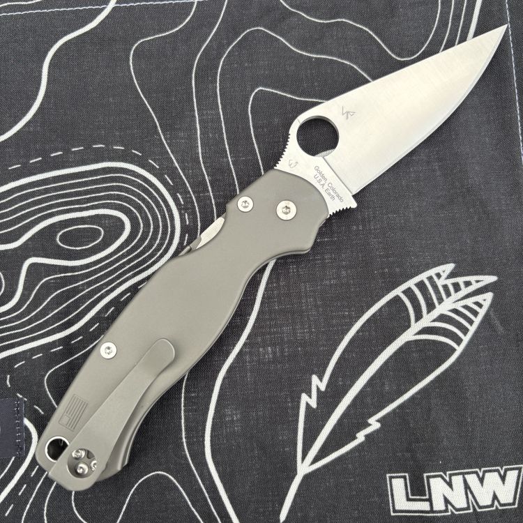 Spyderco Paramilitary 2(PM2) Sandwashed Plain Titanium Scales Satin S45V MOD Knife