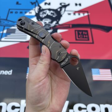 Spyderco Para 3 Dark Abyss Laser Tri-Topo Plain Titanium Scales Black S45V MOD Knife
