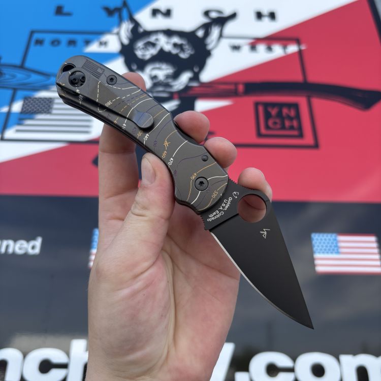 Spyderco Para 3 Dark Abyss Laser Tri-Topo Plain Titanium Scales Black S45V MOD Knife