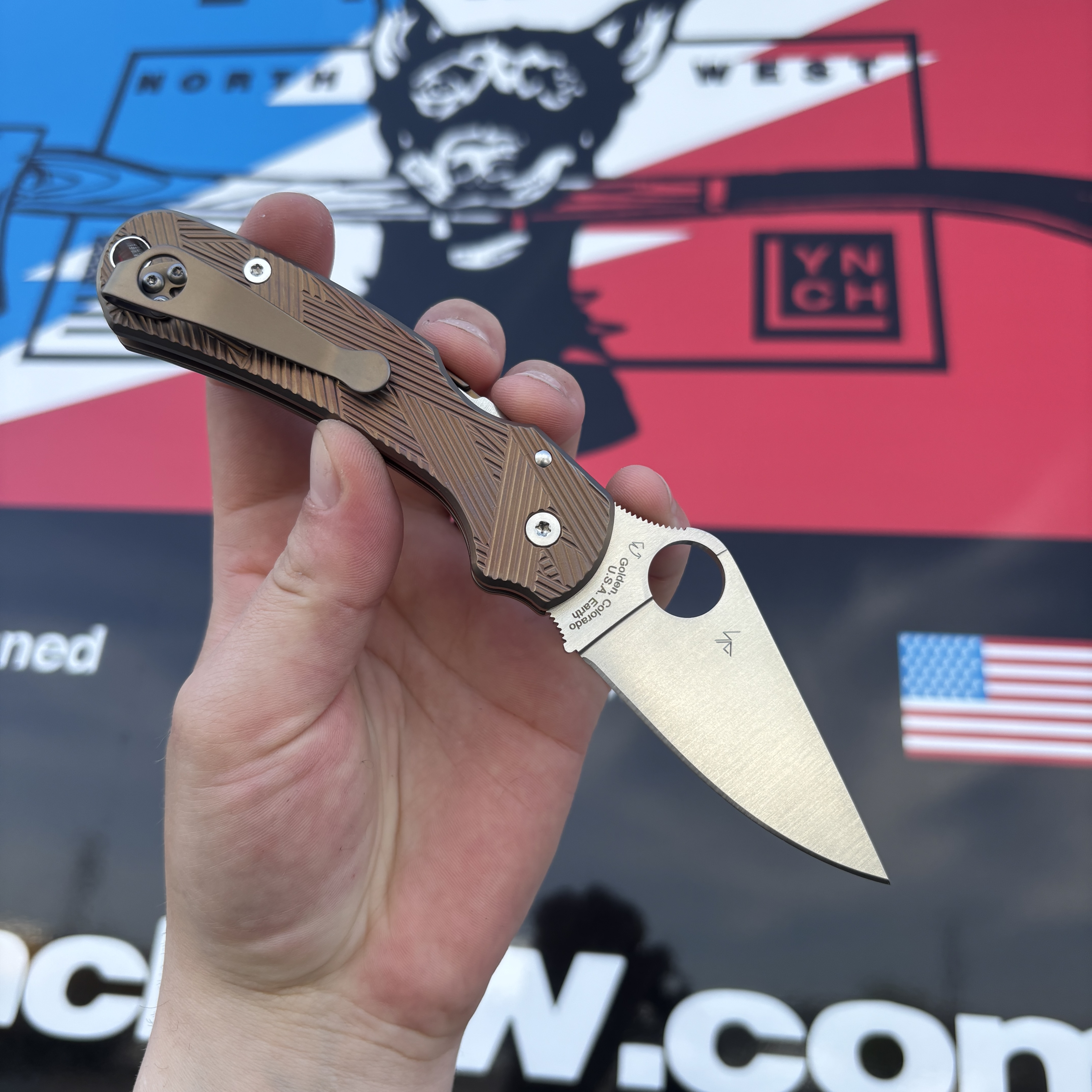 Spyderco Para 3 Rust Bronze Metallic Samurai Titanium Scales Satin