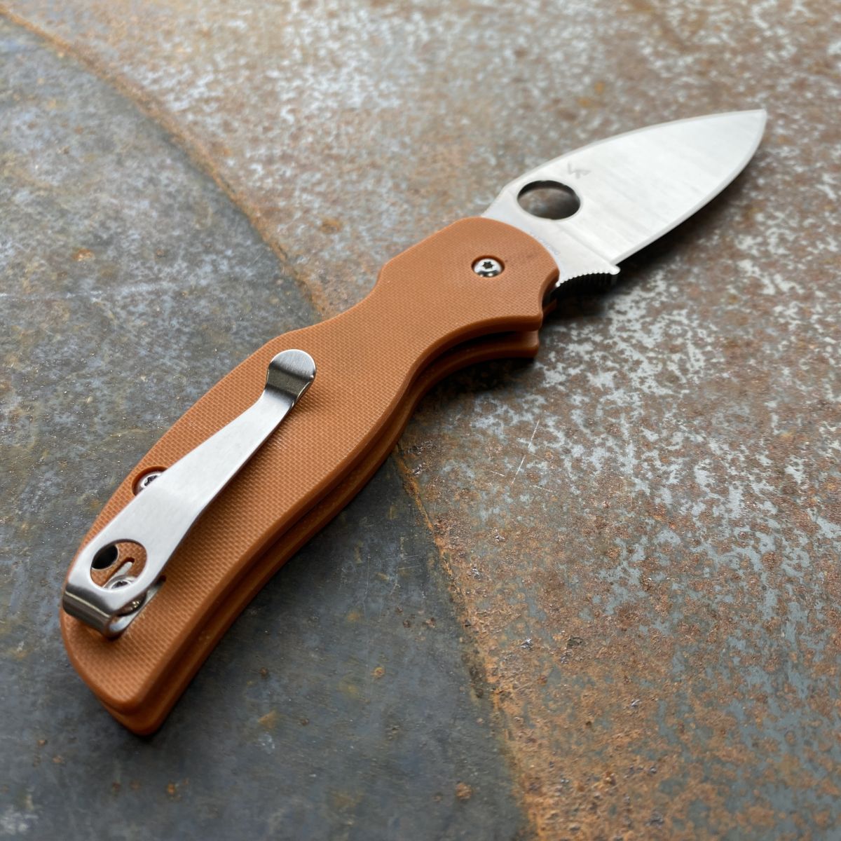 Spyderco Sage 5 Burnt Orange G-10 Scales Satin REX 121 Blade