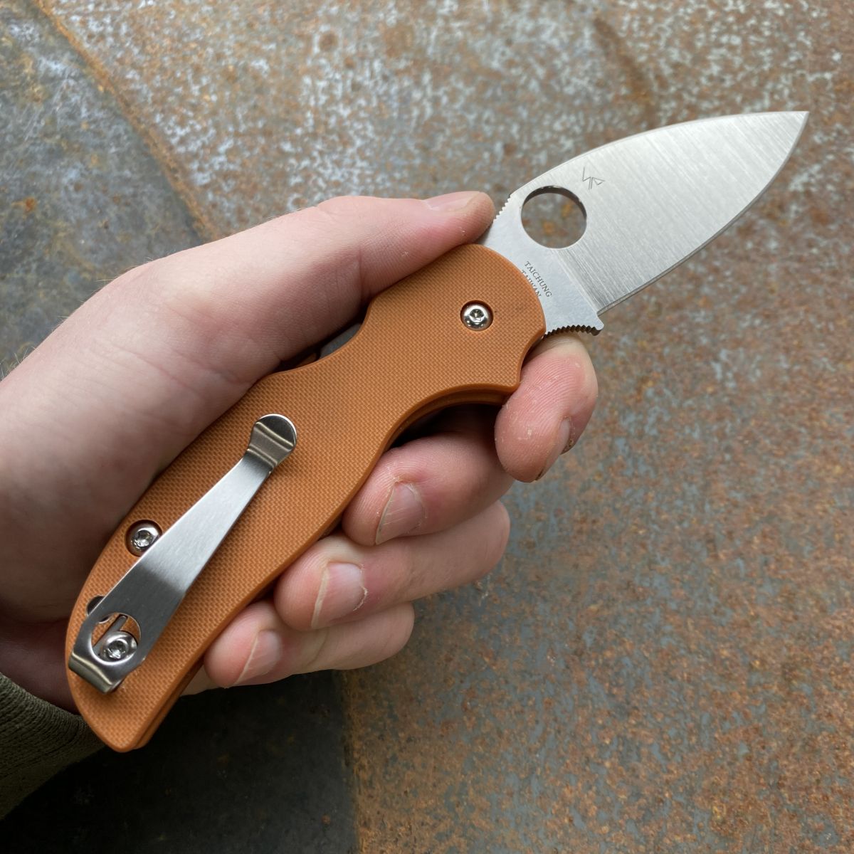 Spyderco Sage 5 Burnt Orange G-10 Scales Satin REX 121 Blade