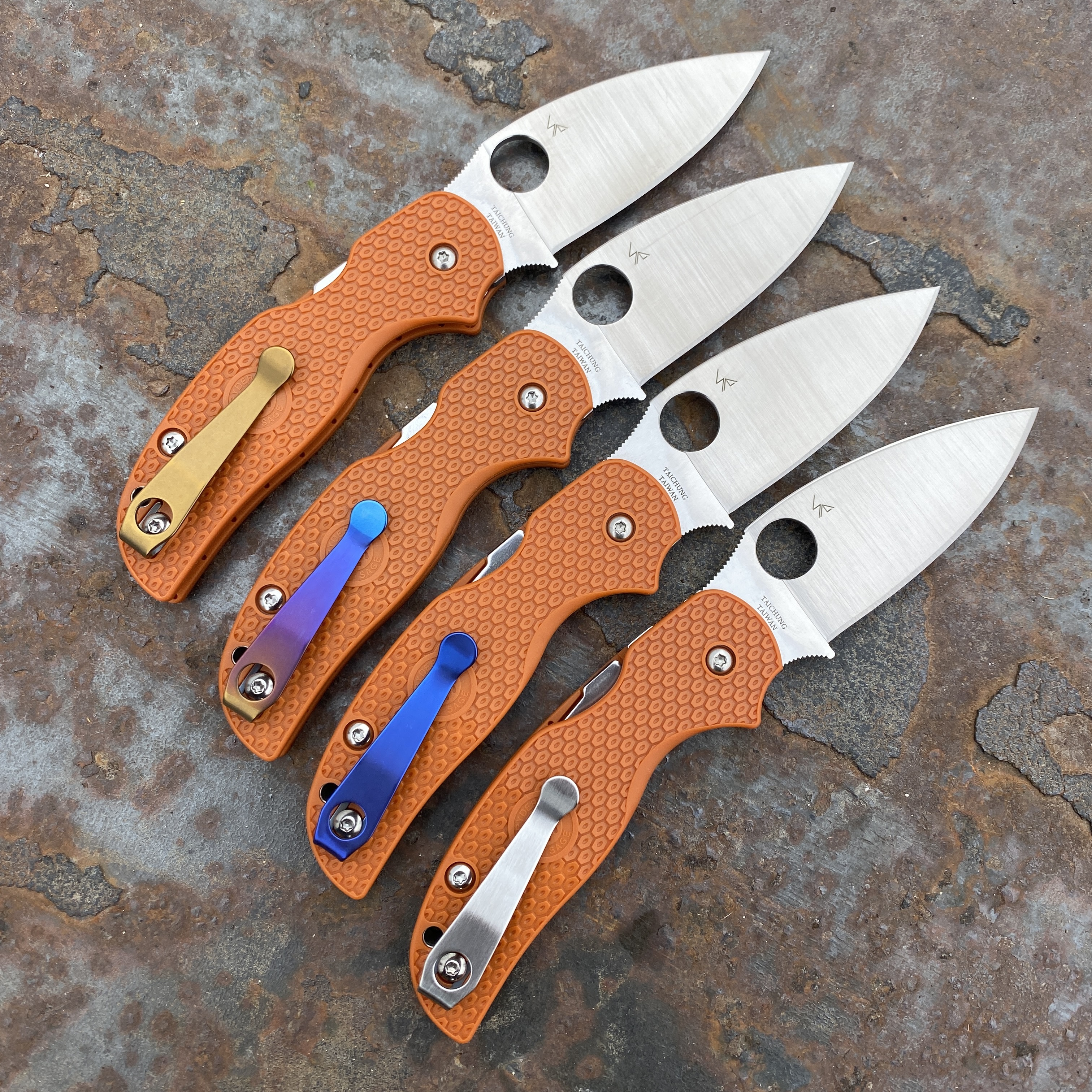 Spyderco Sage 5 LW Burnt Orange FRN Scales Satin REX 121 Blade