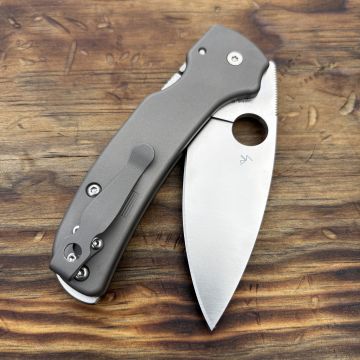 Spyderco Shaman Skinny Sandwashed Plain Titanium Scales Satin CPM SPY27 MOD Knife