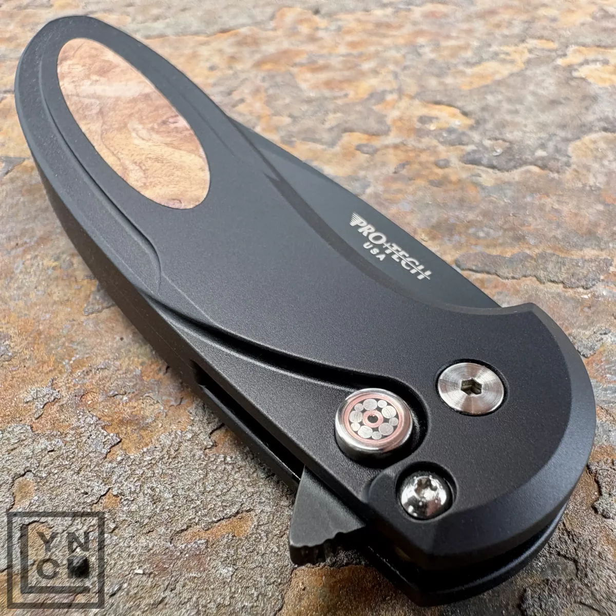 Pro-Tech Cambria Black Aluminum Maple Burl Inlay Black DLC