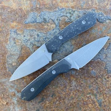Lynch Blades Sparrow Seven Black Splatter Titanium Service Finish MagnaCut Fixed Blade