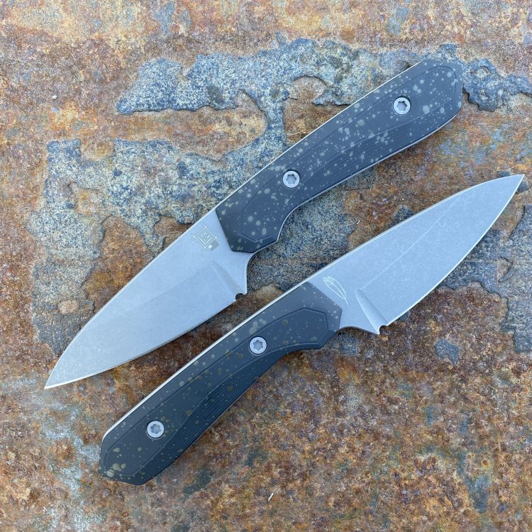 Lynch Blades Sparrow Seven Black Splatter Titanium Service Finish MagnaCut Fixed Blade