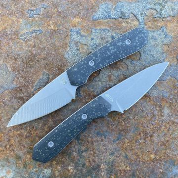 Lynch Blades Sparrow Seven Black Splatter Titanium Service Finish Step Milled MagnaCut Fixed Blade
