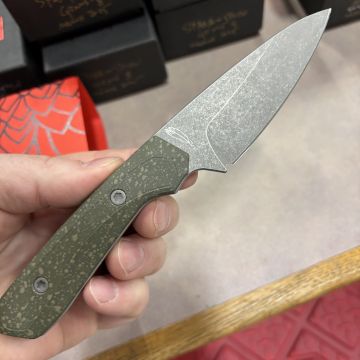 Lynch Blades Sparrow Seven Green Splatter Titanium Service Finish CPM 154 Fixed Blade