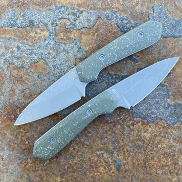 Lynch Blades Sparrow Seven Green Splatter Titanium Service Finish MagnaCut Fixed Blade