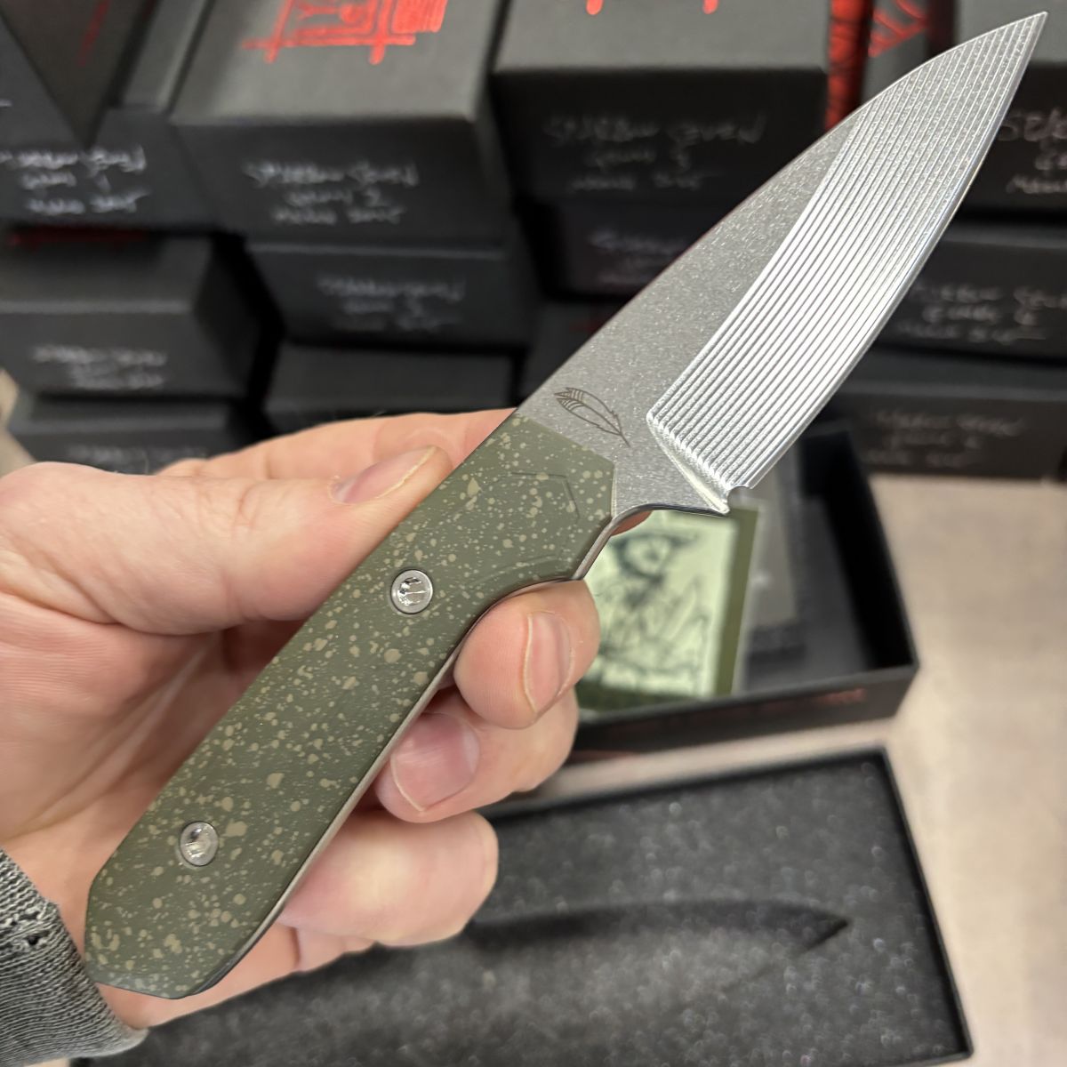 Lynch Blades Sparrow Seven Green Splatter Titanium Stonewashed