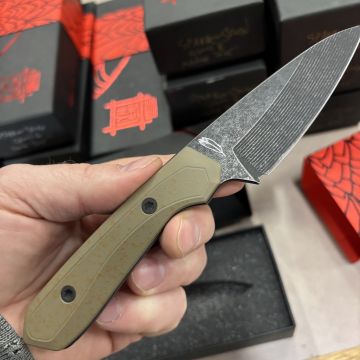 Lynch Blades Sparrow Seven Splatter Tan Titanium Service Black Step Milled MagnaCut Fixed Blade