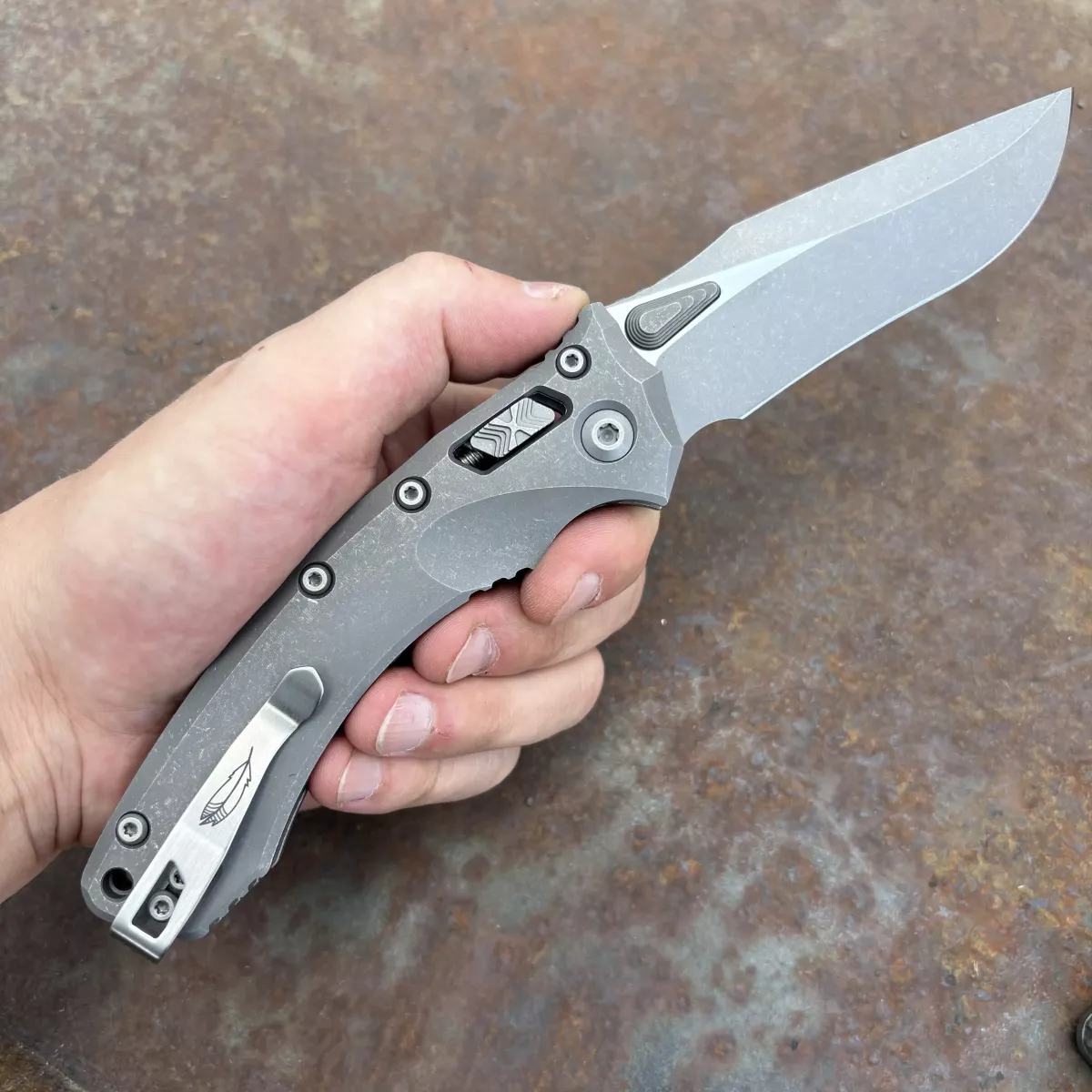 Microtech Amphibian Ram-Lok Marfione Select Apocalyptic Slab Microtech Amphibian Ram-Lok Marfione Select Apocalyptic Slab