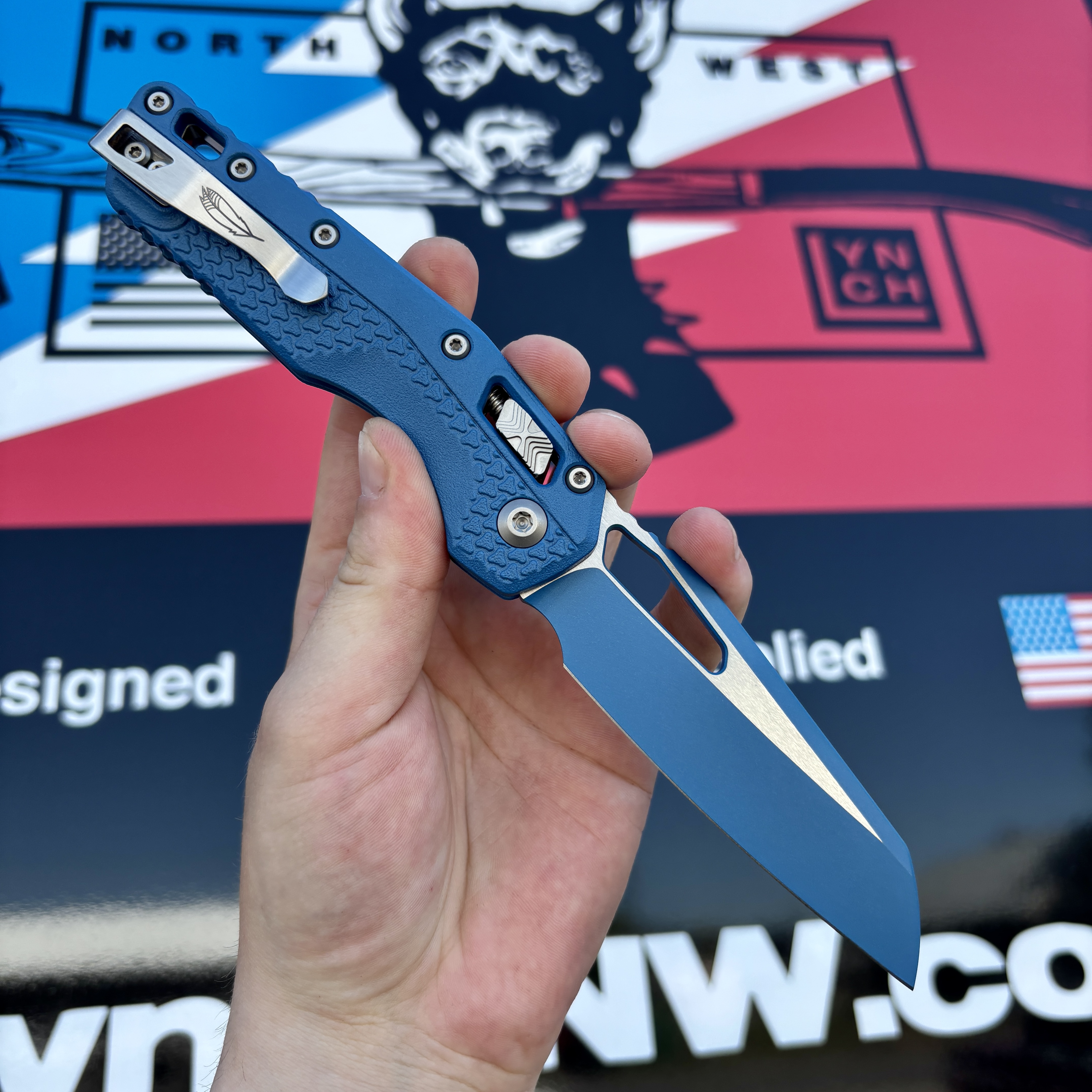 Microtech MSI Ram-Lok Blue Cerakote Tri-Grip Polymer Blue Cerakote