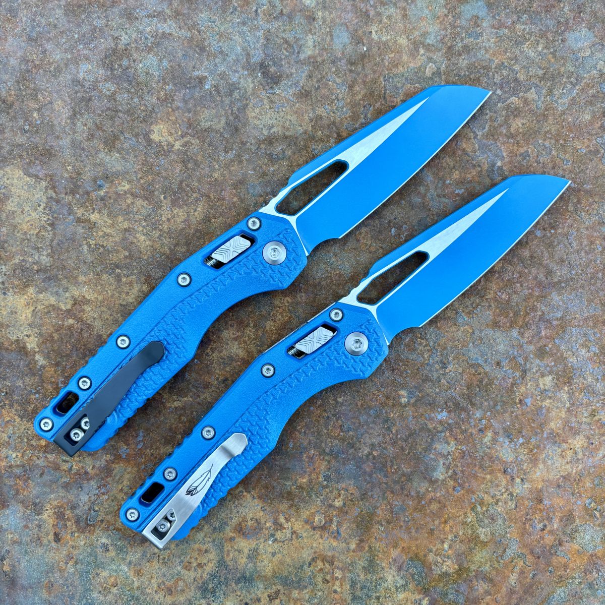 REI　ブルークレール　ミスティックウッド Microtech MSI Ram-Lok Blue Cerakote Tri-Grip Polymer Blue Cerakote