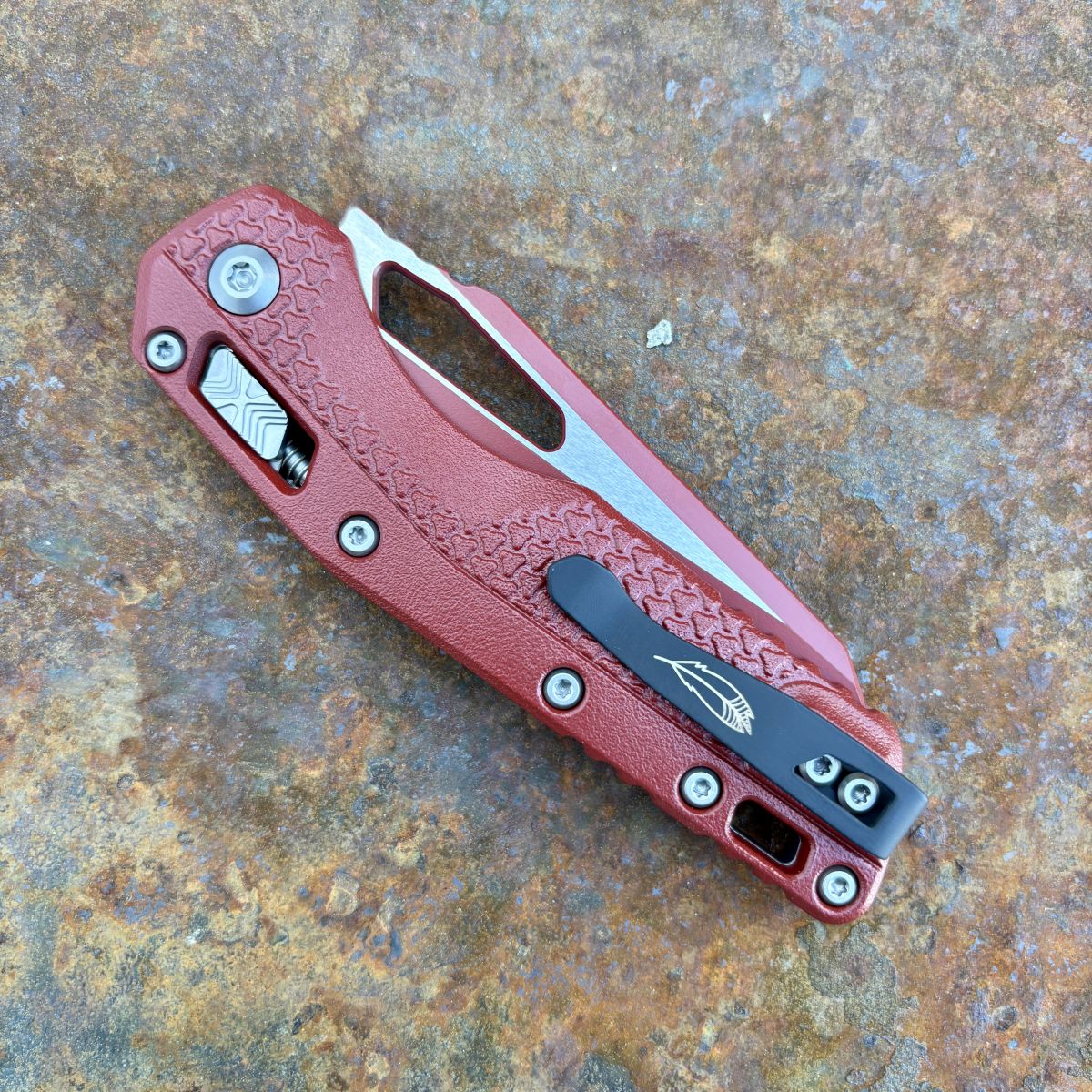 Microtech MSI Ram-Lok Crimson Red Cerakote Tri-Grip Polymer