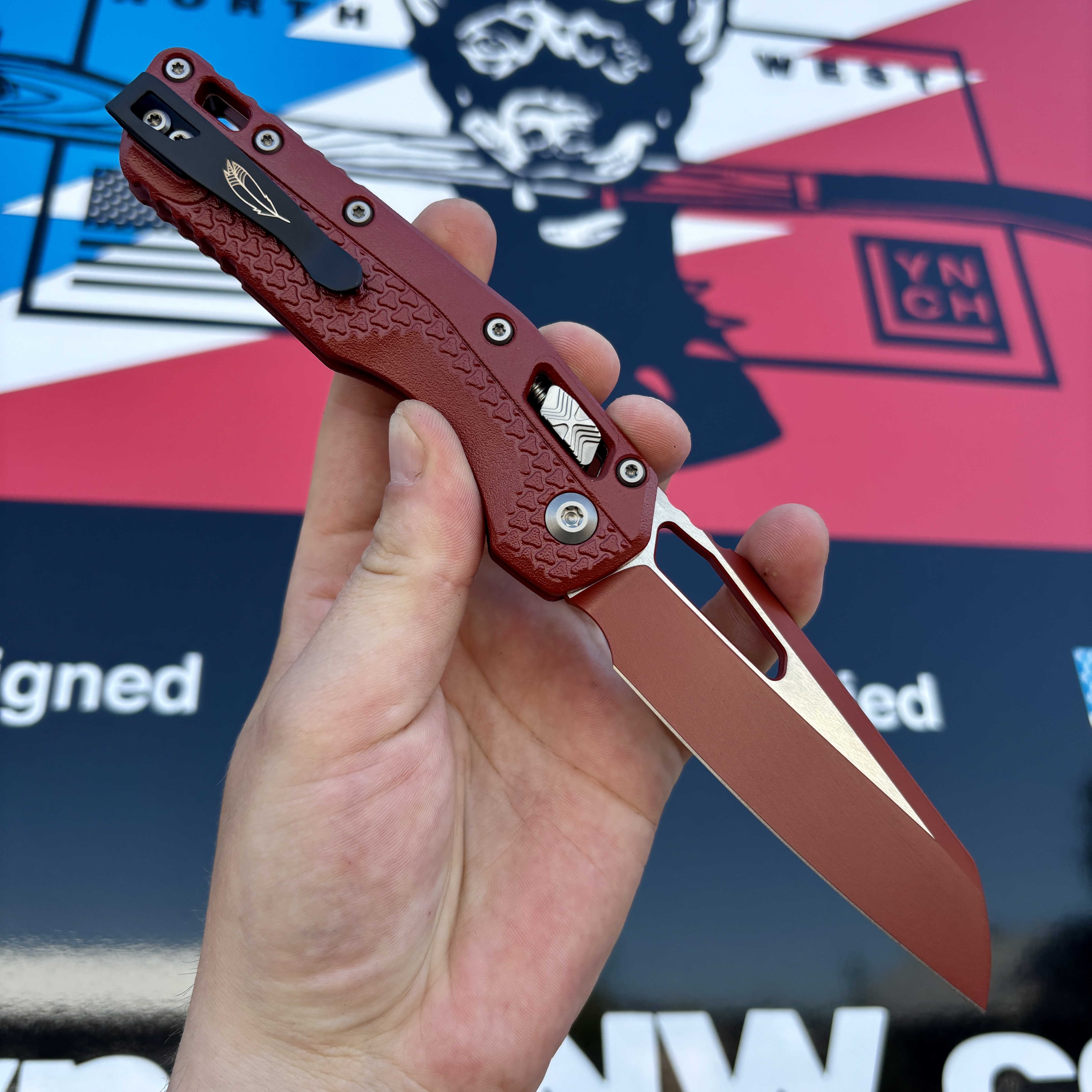 Microtech MSI Ram-Lok Crimson Red Cerakote Tri-Grip Polymer