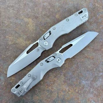 Microtech MSI Ram-Lok Marfione Select Apocalyptic Slab Titanium Apocalytpic M390 Folding Knife