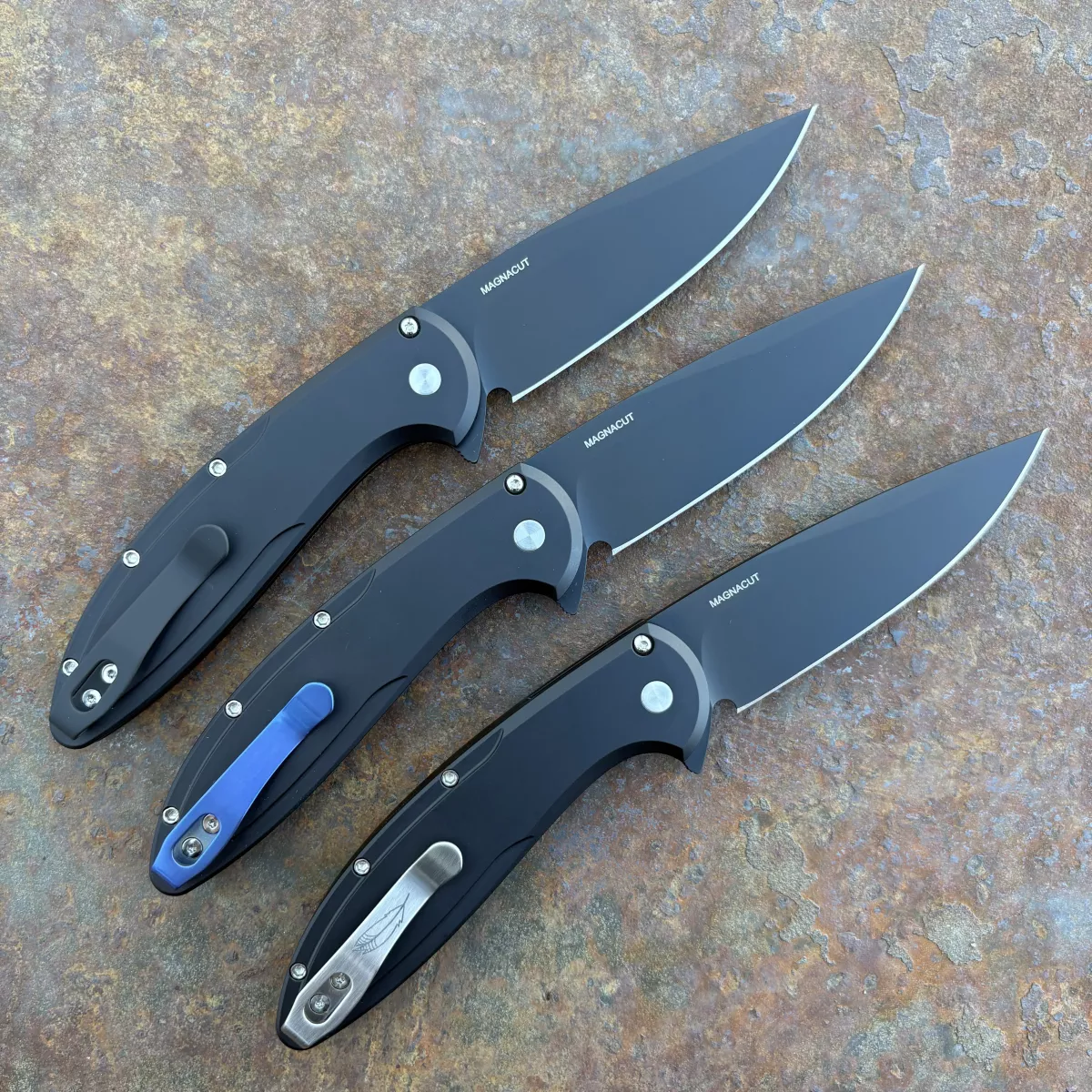 Pro-Tech Cambria 2 Black Aluminum TechnoCarbo Blue Inlay Stonewash