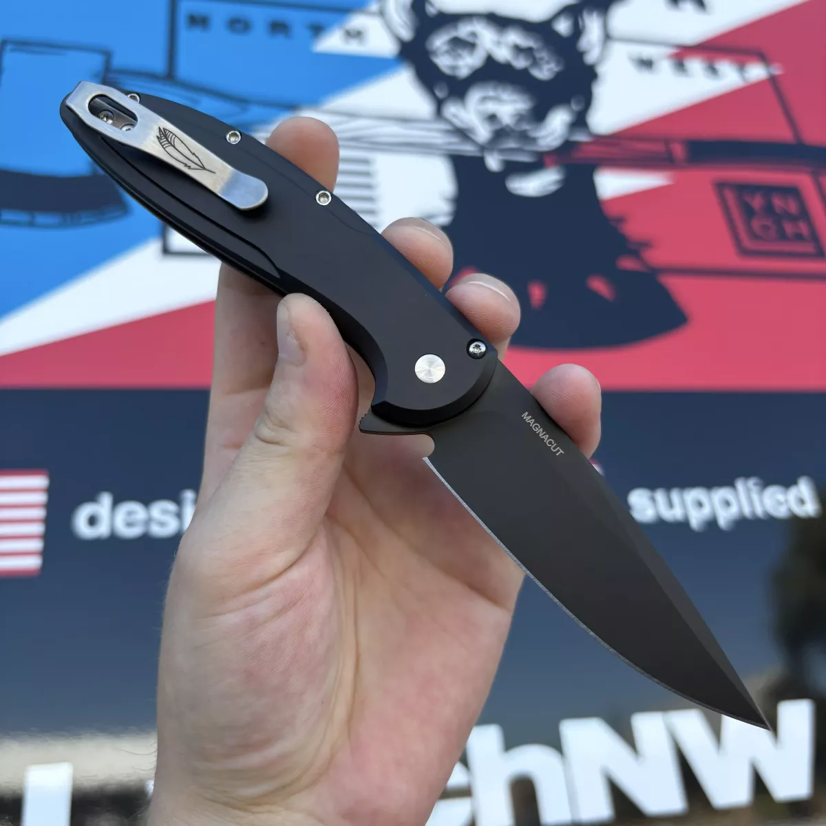 Pro-Tech Cambria 2 Black Aluminum TechnoCarbo Blue Inlay Stonewash