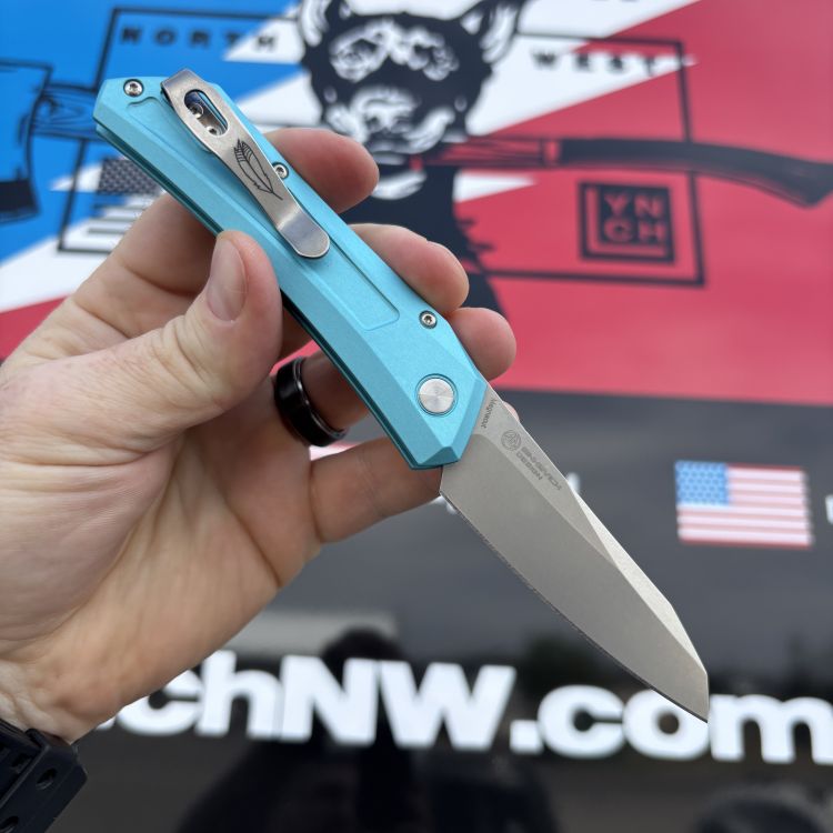 Pro-Tech Auto Sinkevich Oligarch Tiffany Blue Aluminum Stonewash MagnaCut Blade Folding Knife