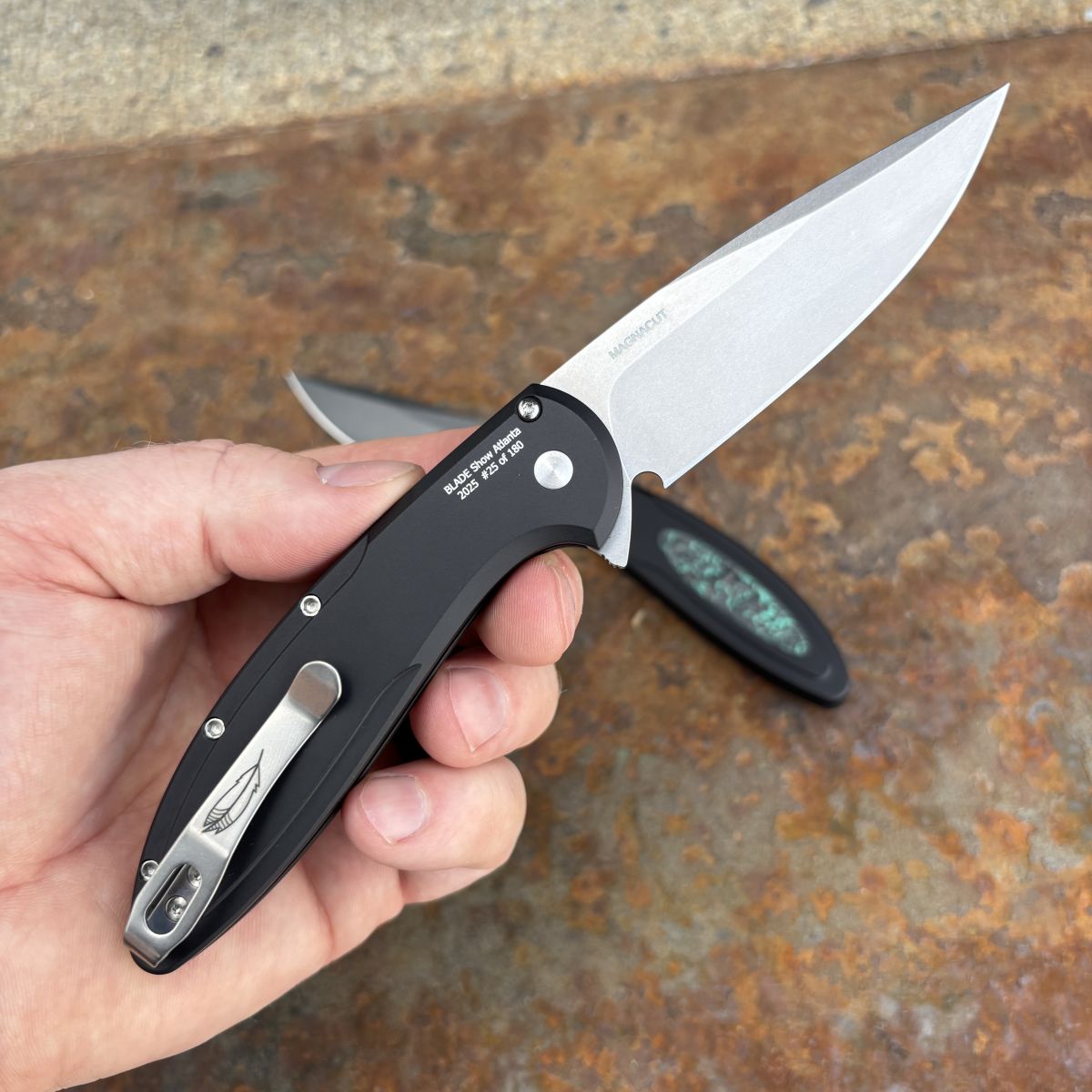 Pro-Tech Cambria 2 Black Aluminum TechnoCarbo Teal Inlay Stonewash