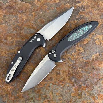 Pro-Tech Cambria 2 Black Aluminum TechnoCarbo Teal Inlay Stonewash MagnaCut Blade Folding Knife