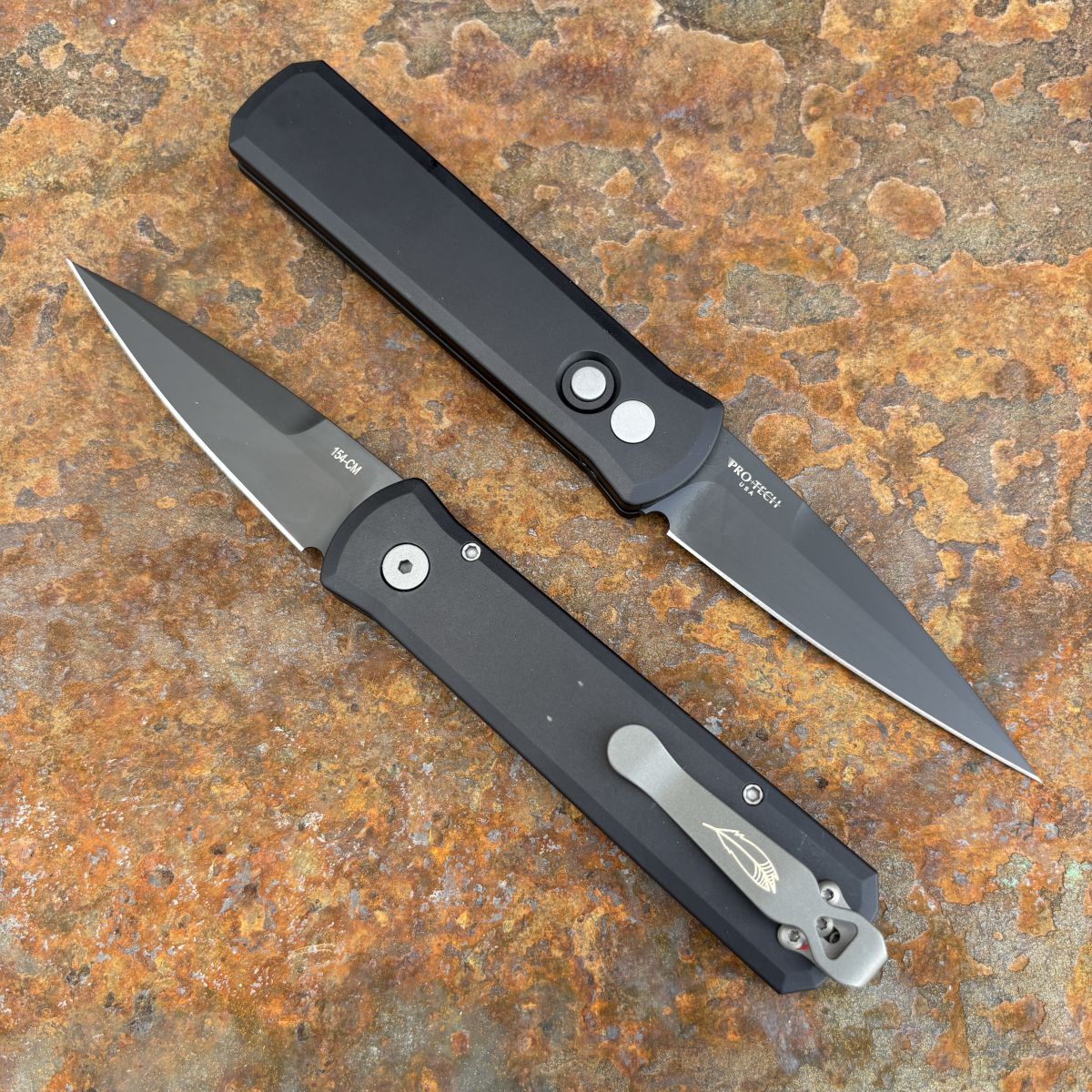 Pro-Tech Godson Auto Left Handed Black Aluminum Black 154CM Blade