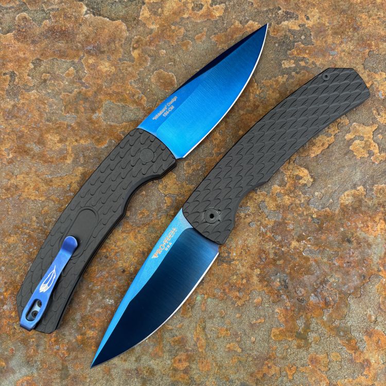 Pro-Tech Magic 2 "Whiskers" Auto Black Aluminum Sapphire Blue PVD 154CM Blade Folding Knife