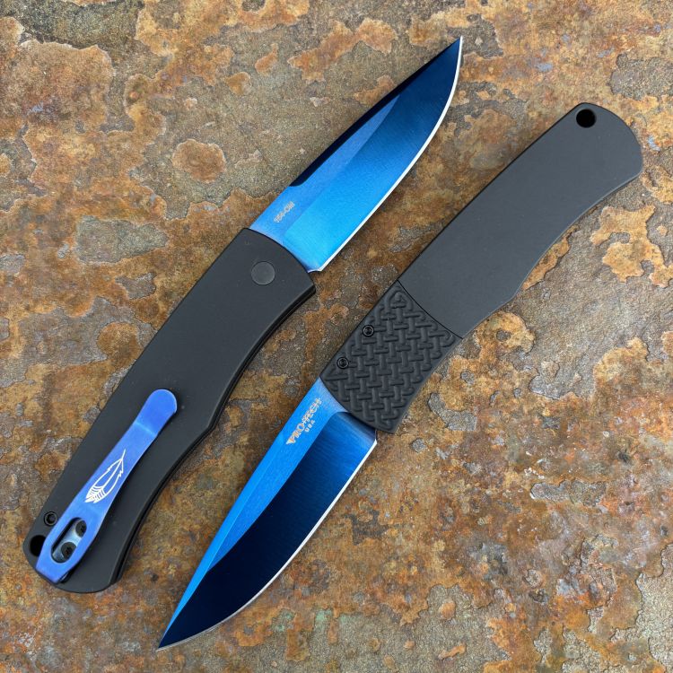 Pro-Tech Magic BR-1 "Whiskers" Auto Black Aluminum Sapphire Blue 154CM Blade Folding Knife