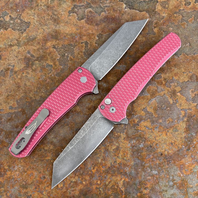 Pro-Tech Malibu Battleworn Red Dragon Scale Aluminum Acidwash Magnacut Blade Folding Knife