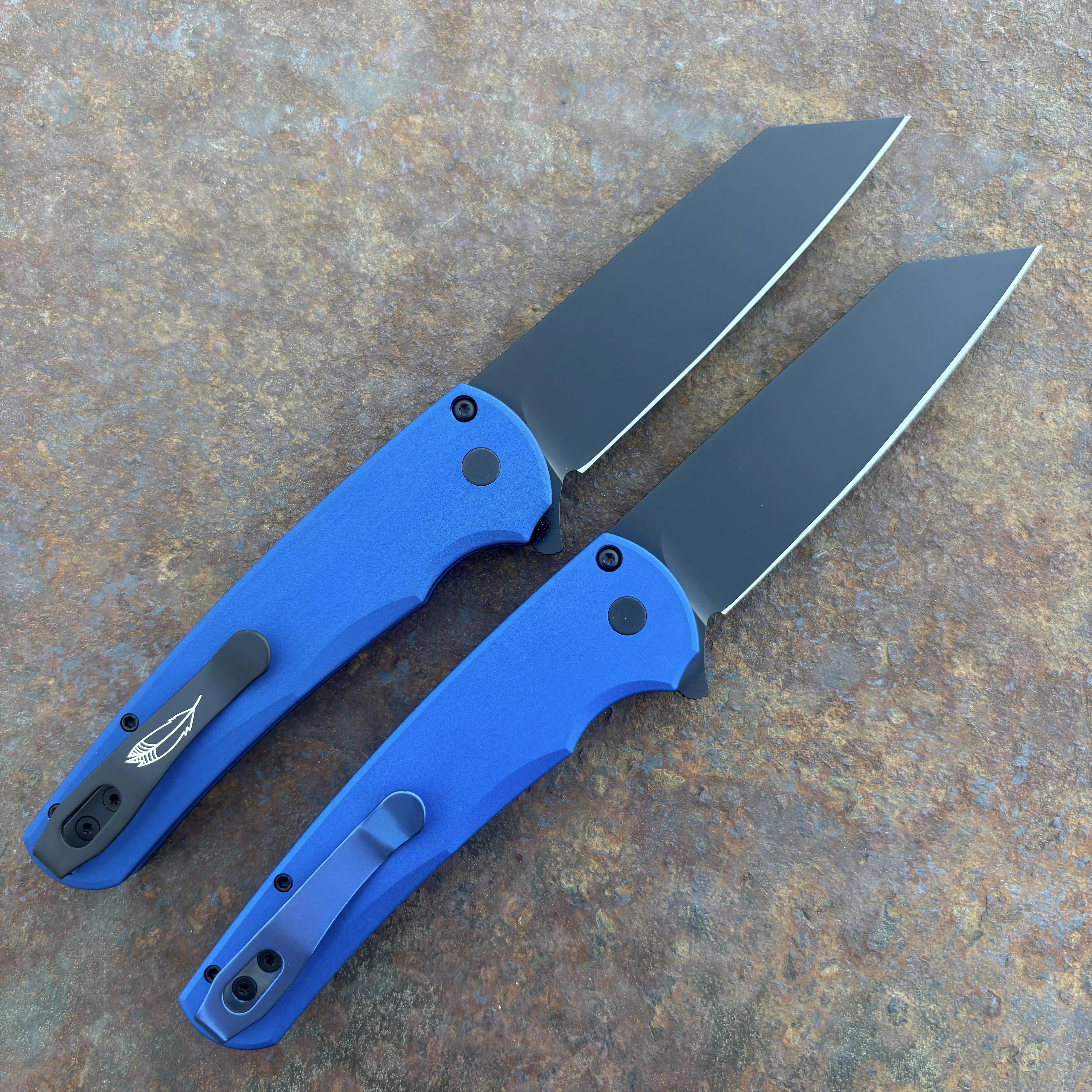 Pro-Tech Malibu Blue Aluminum Reverse Tanto DLC Magnacut Blade